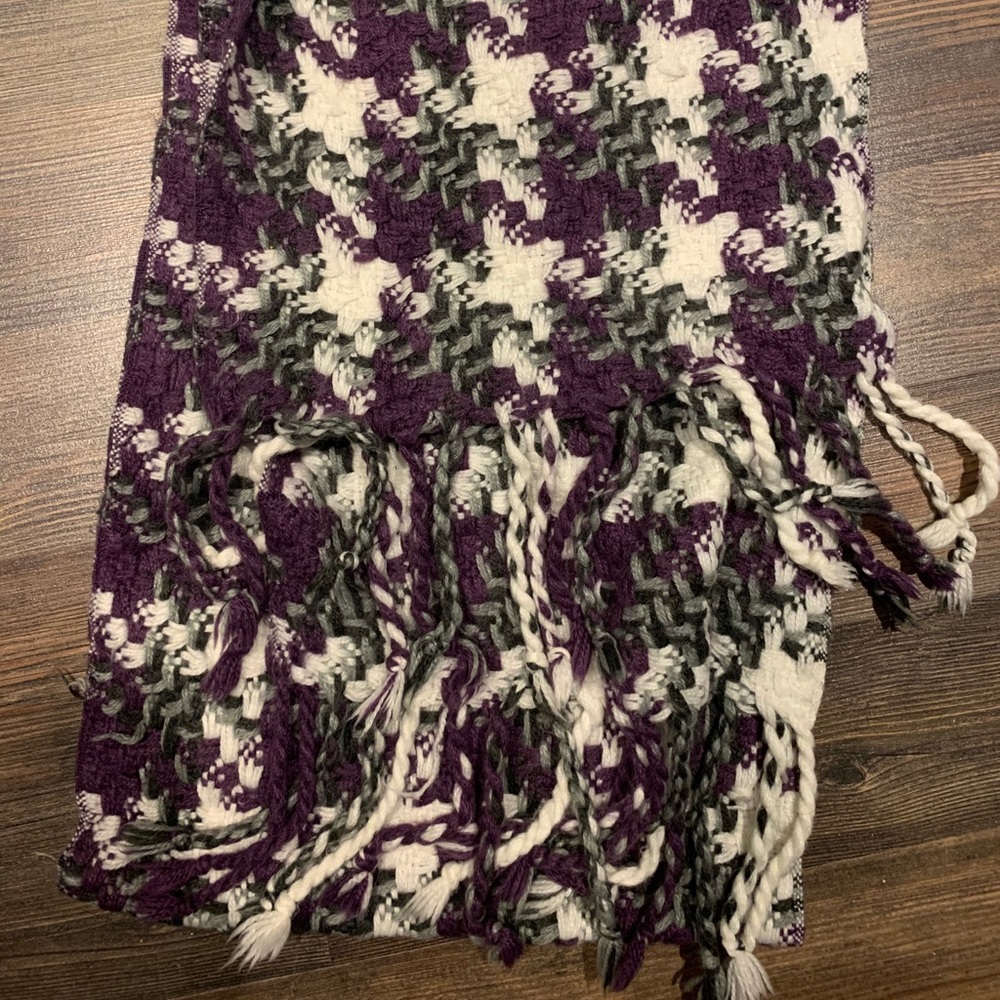 Purple black and white scarf